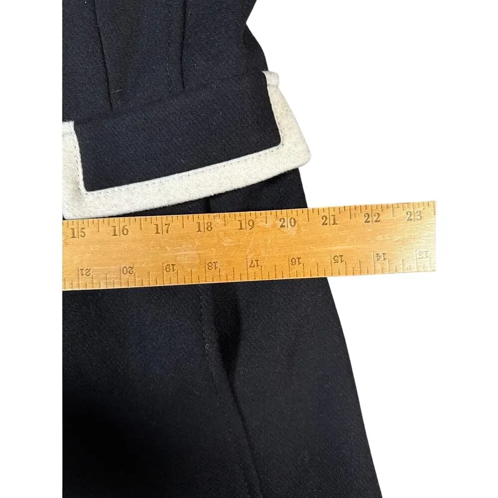 Kate Spade Wool Walker Overcoat Womens‎ Medium 6-8 Framed Aline Black Cream